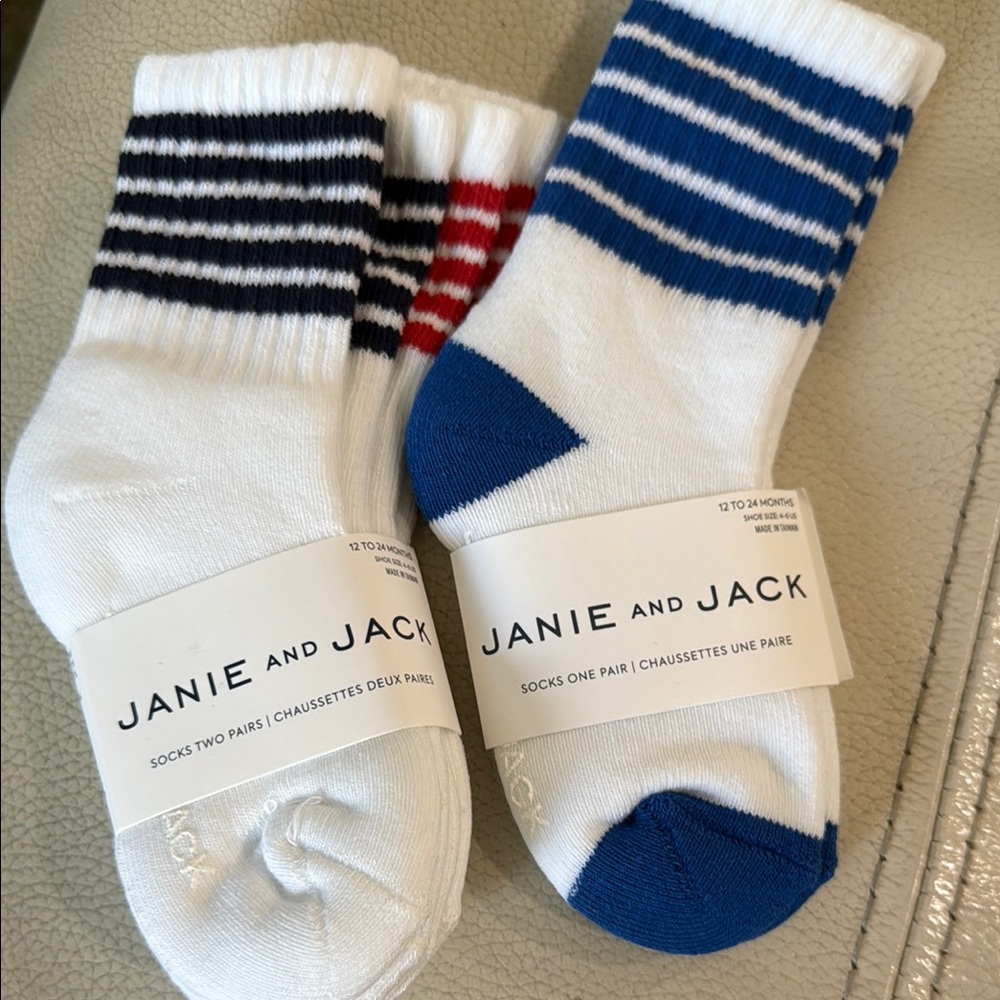 Janie and Jack Casual Socks Blue and Red